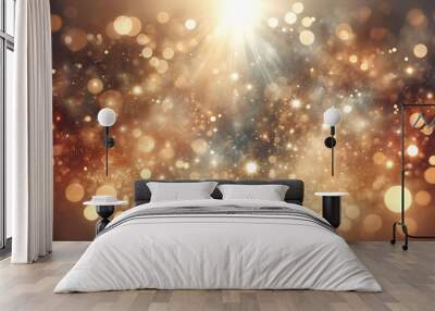 Background material with beautiful gold bokeh and glittering light. Generative AI. Wall mural