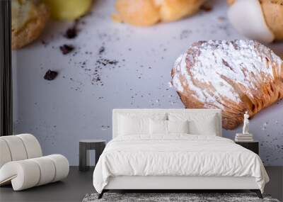 Delicious, sweet Italian pastry treats Wall mural