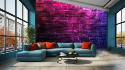 Background of a neon-lit brick wall Wall mural