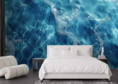 Blue pool water texture with ripples, shadows, and marble-like effect. Perfect for product, spa, or travel backgrounds. Wall mural