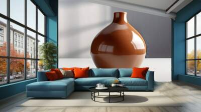 Brown vase against a white backdrop Wall mural