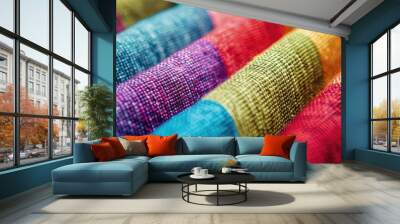 Close-up colorful fabric texture for design, website, wallpaper, and background purposes Wall mural