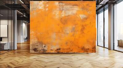 Closeup shot of textured orange grunge wall plaster background Wall mural