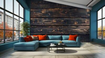 Dark wooden backdrop for wallpaper or web design, blank area for text. Wall mural