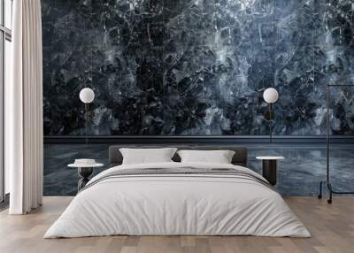 Elegant gray marble and granite wall with black pattern for interior decoration. Wall mural