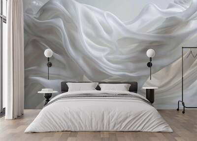 Flowing silk on white backdrop. Blank space. Wall mural