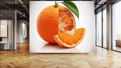 Isolated tangerine on a white backdrop. fruit in orange. Generative AI Wall mural