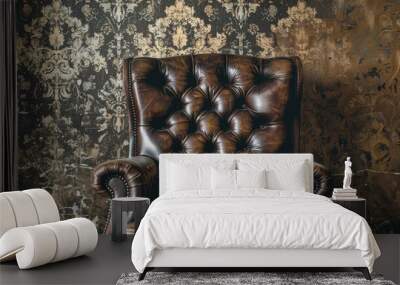 Leather chair against wallpaper Wall mural