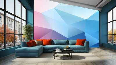 Light Pink and Blue geometric in Origami style with gradient. A modern abstract mosaic background for your website. Wall mural