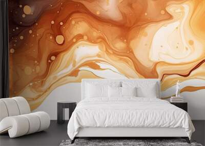 Marbled chocolate watercolor ink background with coffee and milk blend Wall mural