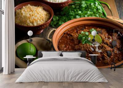 Mexican Beef Barbacoa Stew and Other Authentic Mexican Cuisine. Generative AI Wall mural