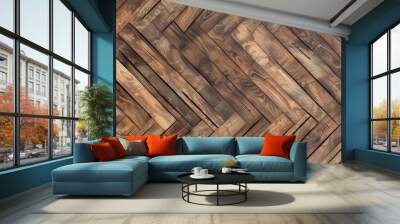 Parquet seamless floor texture with herringbone design Wall mural