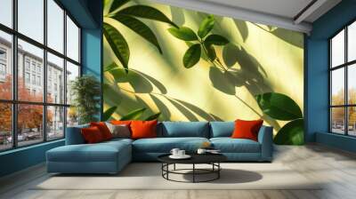 Perspective leaf shadow overlay for product presentation Wall mural