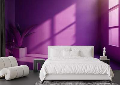 Purple studio background with window shadows for product presentation. Display item against blurred backdrop. Wall mural