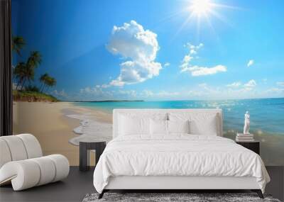 Sunny blue sky above a tropical beach Wall mural