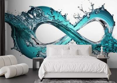 The form sign represents an infinite water splash. white background with clipping paths, isolated. Generative AI Wall mural