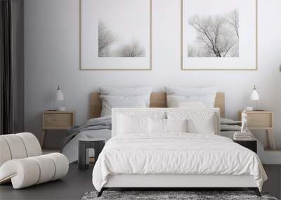 Two vertical frames on the wall in a home bedroom interior ing Wall mural