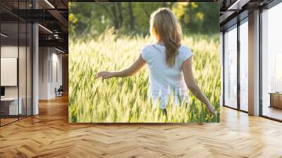 Free Happy Woman Enjoying Nature Wall mural