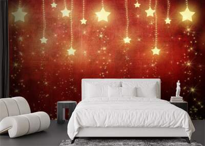 Stars on Red Background Wall mural