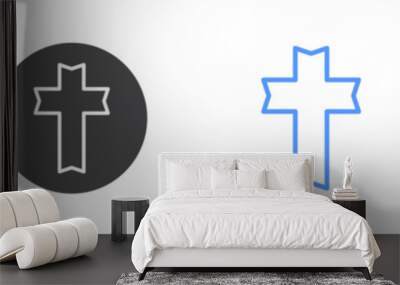 Christanity sign icon Flat set in black and white color Wall mural