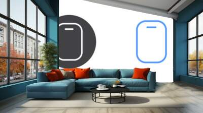 Mobile icon Flat set in black and white color Wall mural