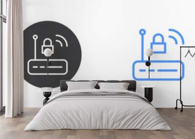 Router security icon Thin outline art symbol Wall mural