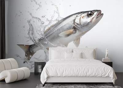 A fresh sea bass fish isolated on white background. Sea bass fish. Generative Ai Wall mural