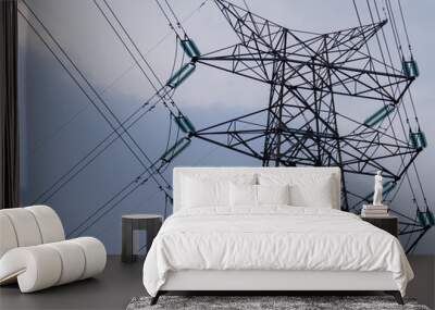 close up extra high voltage electricity pylon Wall mural