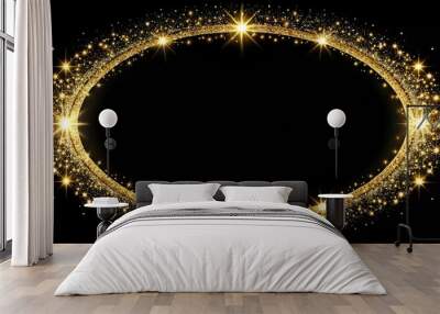 Symmetrical Gold Glitter Circle Frame Wall mural