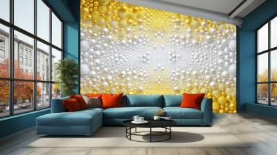 Symmetrical white and yellow gold foam liquid spillover background Wall mural