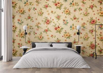 Texture fabric of small flowers in vintage style for background Wall mural