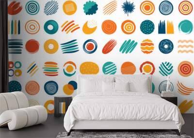 Colorful abstract shapes, design elements, isolated on white, vector illustration Wall mural