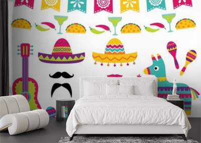 Colorful Cinco de Mayo set Wall mural