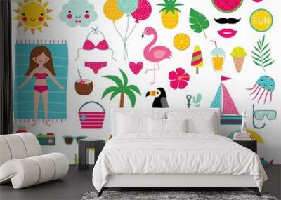 Summer time design elements set Wall mural