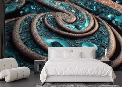 a close up of a blue and brown rose Wall mural