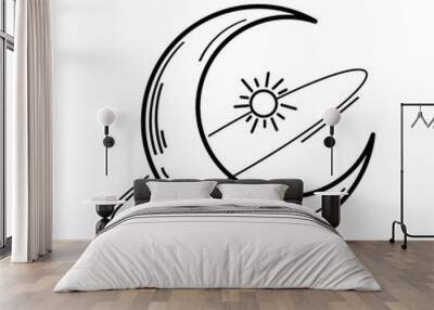 Isolated astrology moon symbol Esoterism sketch icon Vector Wall mural