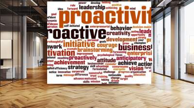 Proactivity word cloud concept. Vector illustration Wall mural