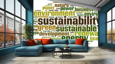 Sustainability word cloud concept. Vector illustration Wall mural