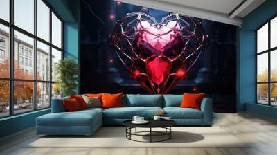 Crystal Heart created with Generative AI technology Wall mural