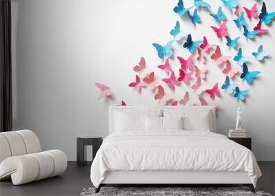 Pink and Blue Butterfly Background for a Gender Reveal party announcement created with Generative AI technology Wall mural