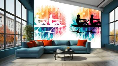 Rowing colorful icons on a transparent background Wall mural