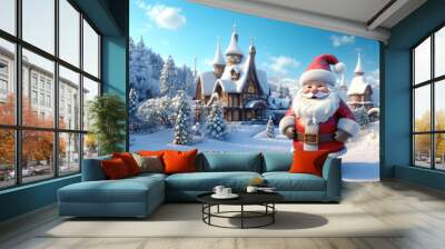 Santa Background with Copy Space created with Generative AI technology Wall mural