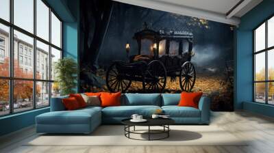 Spooky Carriage created with Generative AI technology Wall mural