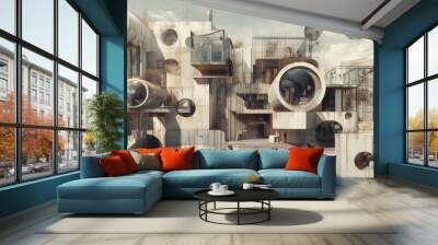 abstract configuration of geometries Wall mural