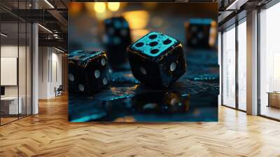 dice on the table Wall mural