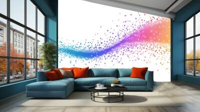 Digital colorful pixels creating a wave in white background Wall mural