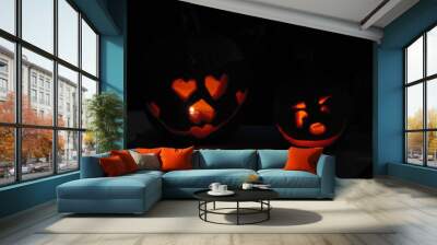 Illuminated Halloween Pumpkins or Jack-o-lanterns Wall mural