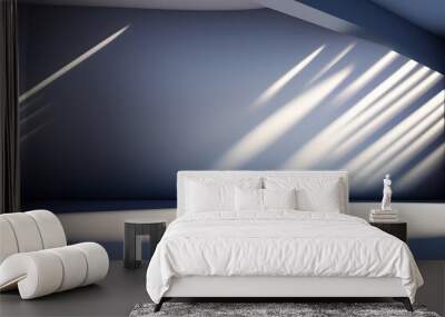 An abstract universal background for a presentation with a blue wall and beautiful highlights of light and shadow. Wall mural