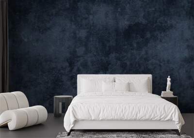 Background image of texture plaster on the wall in dark blue black tones in grunge style. Wall mural