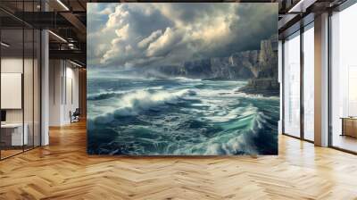 storm over the ocean Wall mural